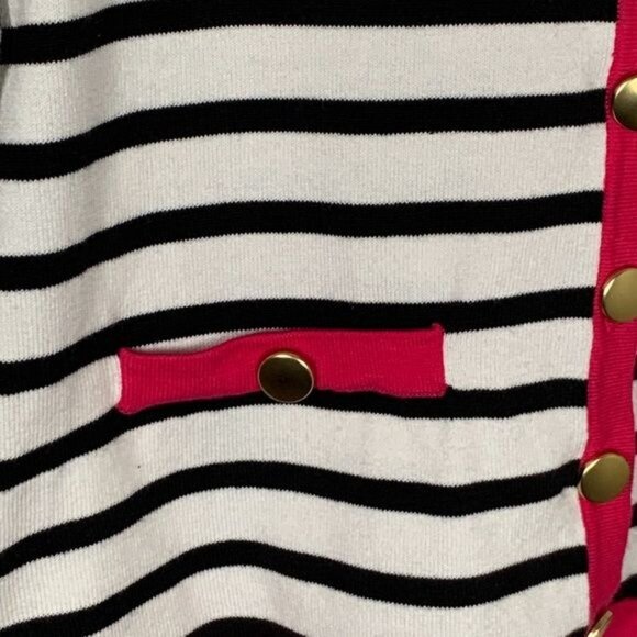 Sunny Leigh Black White Striped Cardigan Sweater Women’s Small - Picture 8 of 9